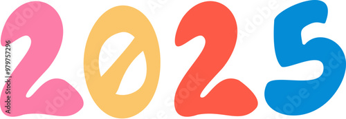 Colorful 2025 hand drawn lettering