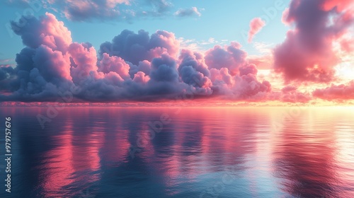 A stunning sunset over the ocean with vibrant orange and red hues reflecting on the water, showcasing a beautiful blend of sky, clouds, and sea”?