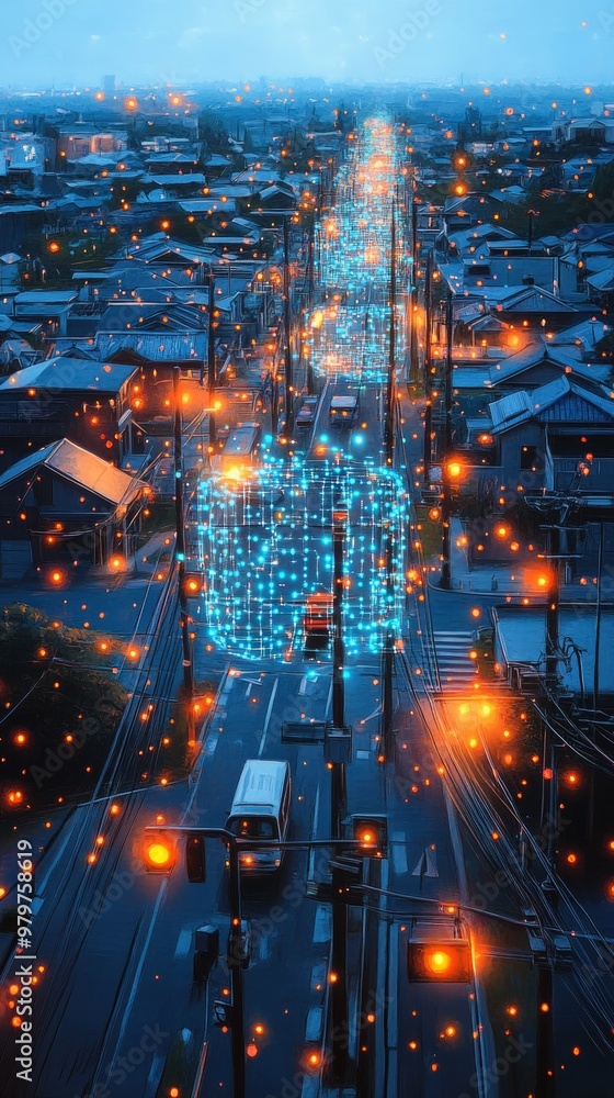 Fototapeta premium Urban Web of Intelligence, Smart Cities and IoT Integration