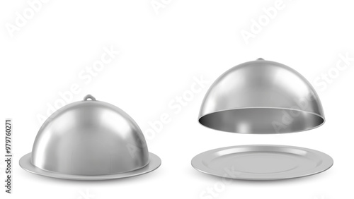 Empty restaurant cloche. Vector illustration over white background.