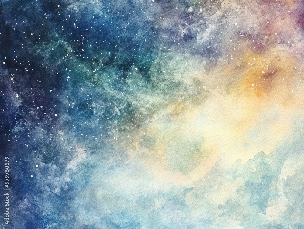 Obraz premium Abstract watercolor painting of a night sky.
