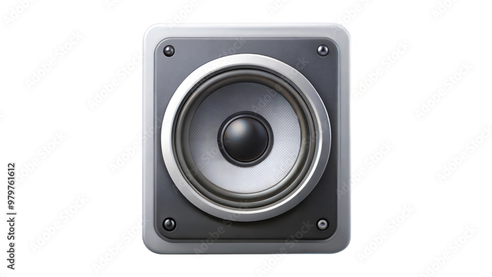 Gray speaker icon isolated on black, symbolizing sound, audio equipment, and media playback. Gray speaker icon isolated on black, symbolizing sound, audio equipment, and media playback.