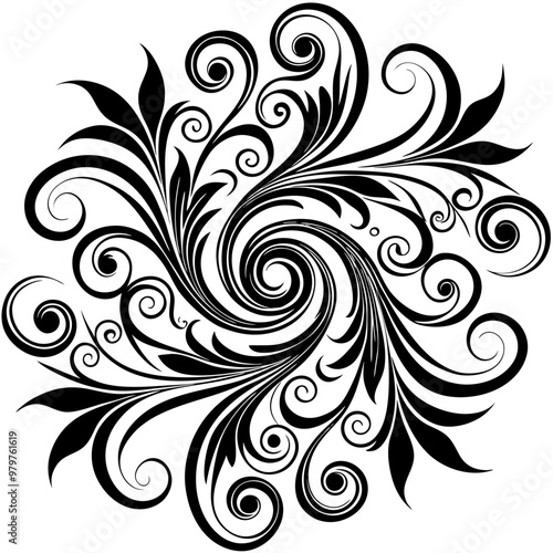 Flourish swirls vector illustration on white background