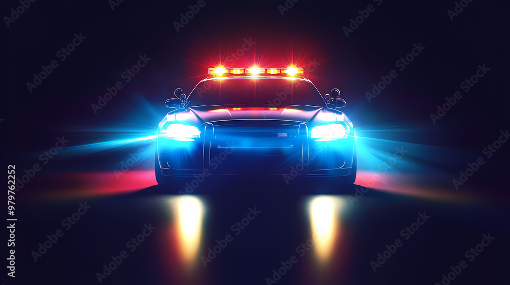 Strobe lights of police car at night. Strobe Effect. Illustration Strobe lights of police car at night. Strobe Effect. Illustration