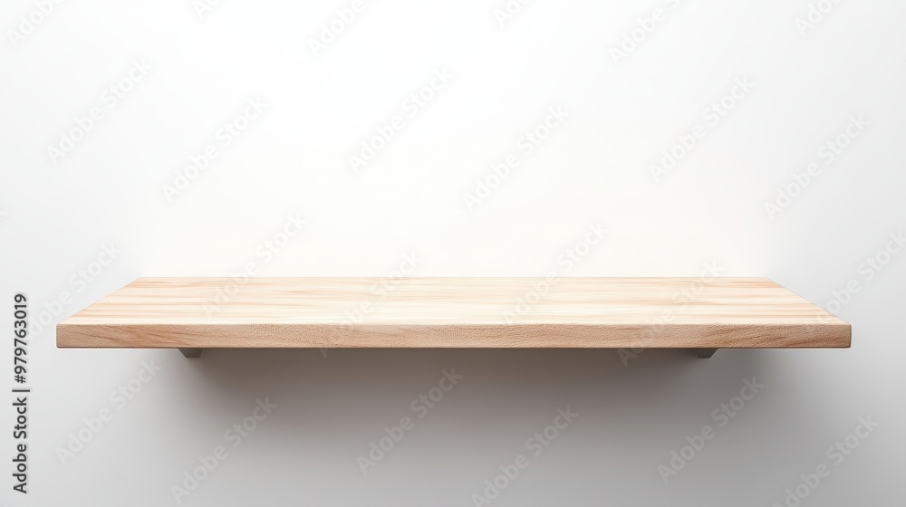 A shelf is empty and made of wood A shelf is empty and made of wood