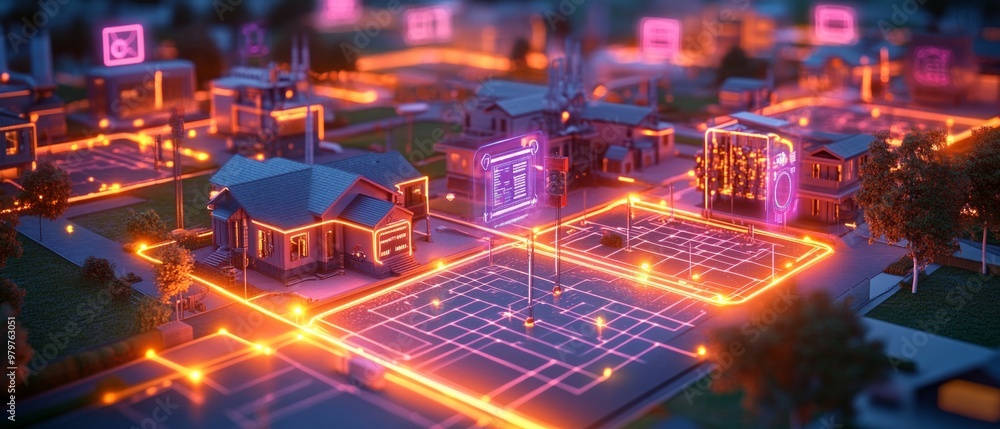 Fototapeta premium The Smart Grid, Smart Cities and IoT Integration