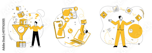 Cooperative work vector illustration. Unity in action defines cooperative work concept, fostering mutual success The cooperative work metaphor creates canvas where challenges become artful solutions