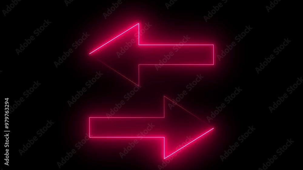 light red color abstract neon line glowing double arrow animation. 4k video on display . light red color abstract neon line glowing double arrow animation. 4k video on display .