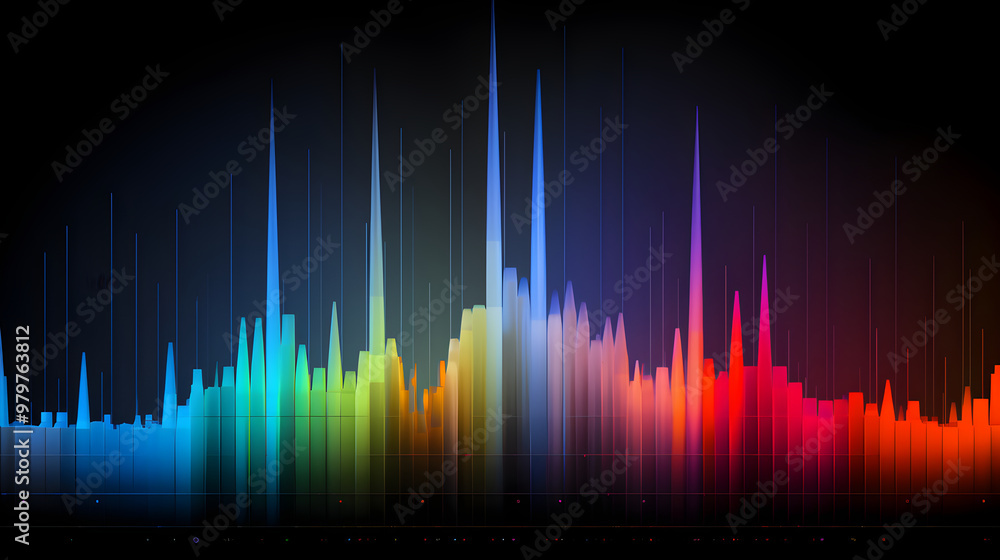 Colorful Visualization of High Frequency Hertz Sound Spectrum with Intensity Bars Colorful Visualization of High Frequency Hertz Sound Spectrum with Intensity Bars