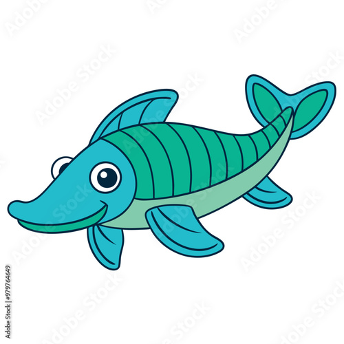 Gar Fish Vector Drawing.