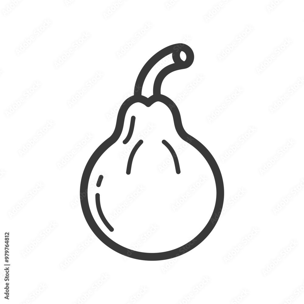 Line drawing illustration of a pear fruit Line drawing illustration of a pear fruit