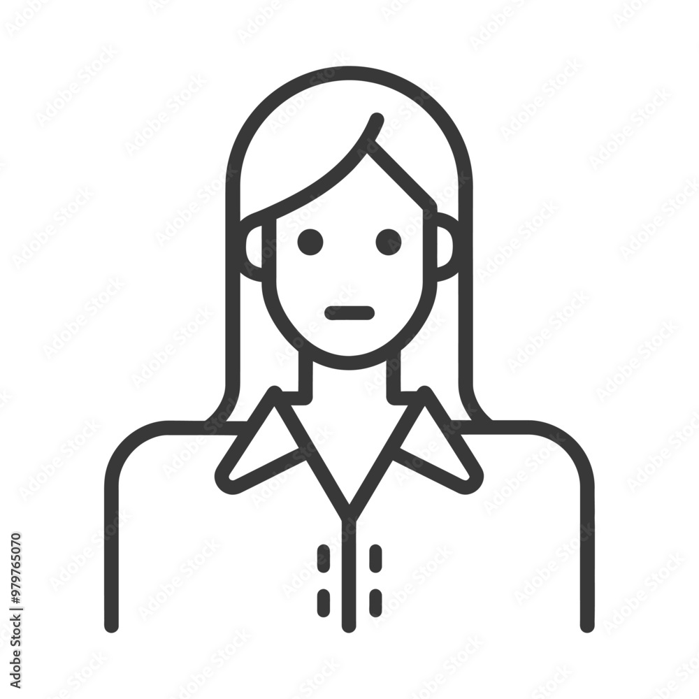 Line Art Illustration of a Woman Wearing a Collared Shirt