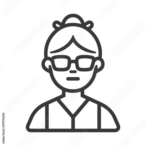Line Art Illustration of a Woman Wearing Glasses