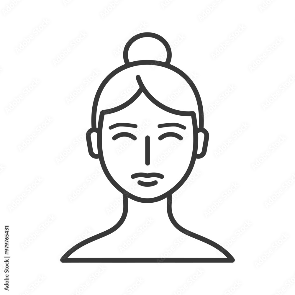Line Art Illustration of a Woman with Closed Eyes Line Art Illustration of a Woman with Closed Eyes