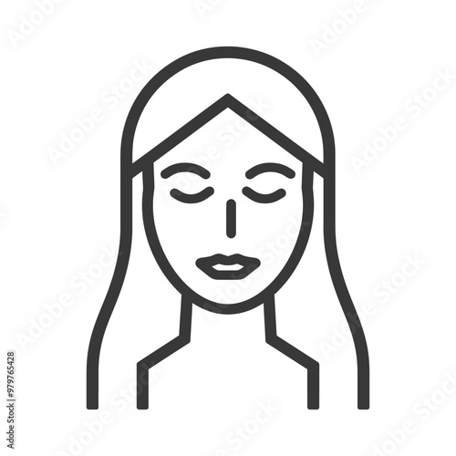 Line Art Illustration of a Woman with Closed Eyes