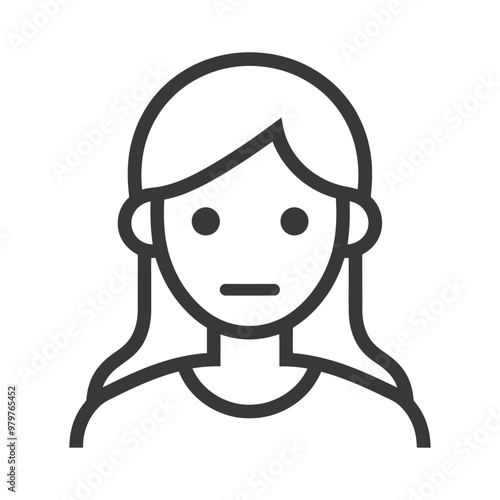 Line Art Illustration of a Woman with Neutral Expression