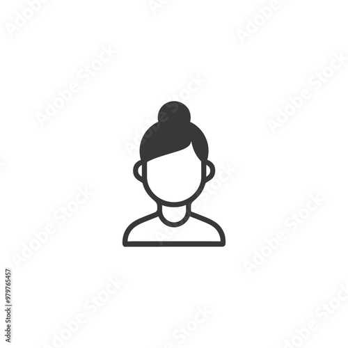 Line Art Illustration of a Woman with Hair in a Bun