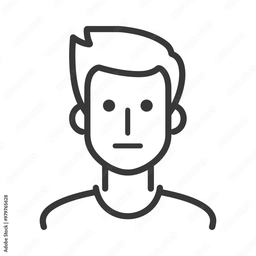 Line art illustration of a young man with short hair Line art illustration of a young man with short hair