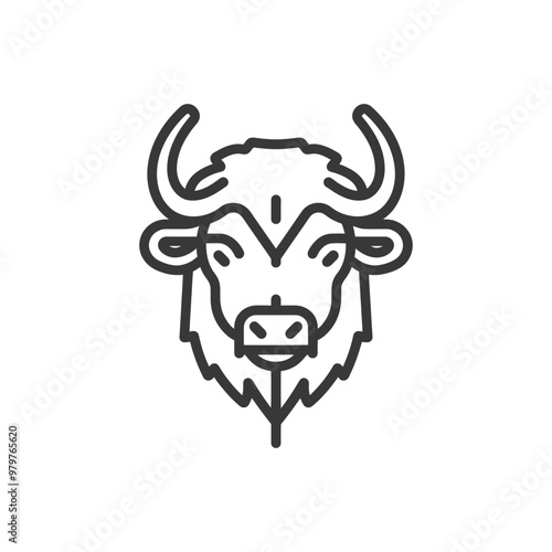 Line art illustration of a yak head