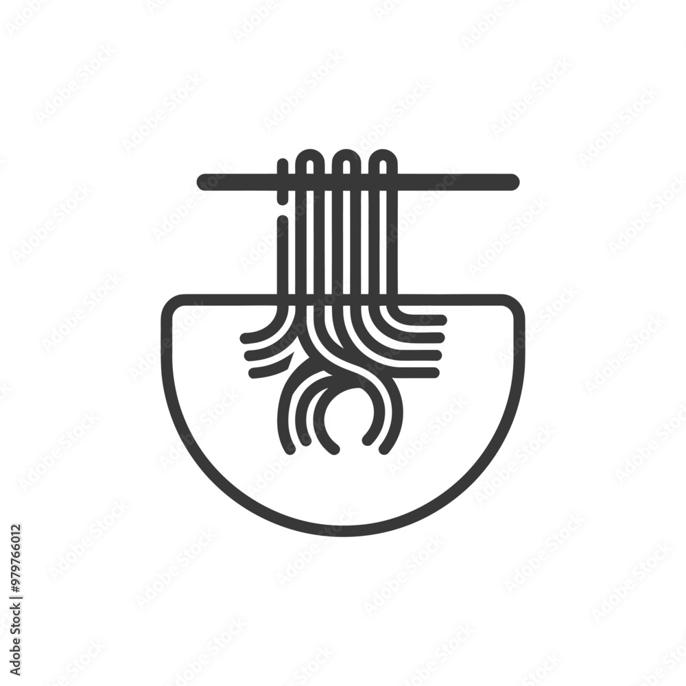 Line Art Illustration of Noodles in a Bowl Line Art Illustration of Noodles in a Bowl