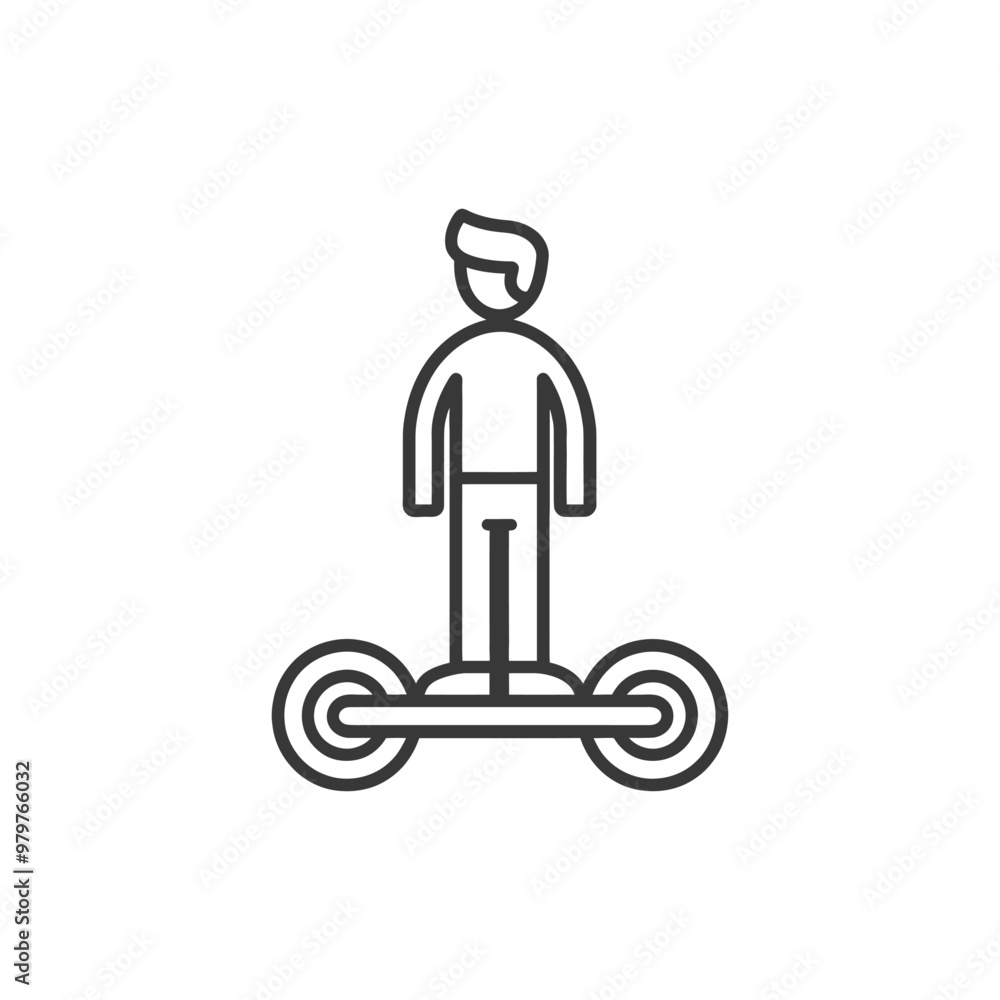 Line Art Illustration of Person Riding a Self Balancing Scooter Line Art Illustration of Person Riding a Self Balancing Scooter