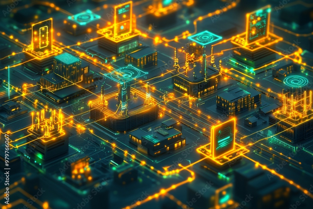 Obraz premium The Smart Grid, Smart Cities and IoT Integration