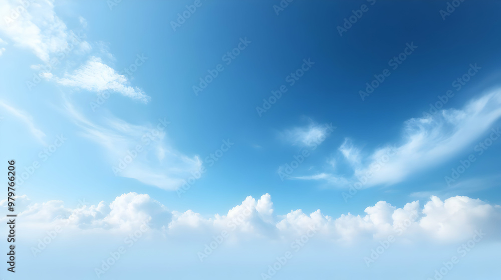 Fototapeta premium A Stunning View of White Clouds Floating Across a Bright Blue Sky Background Image