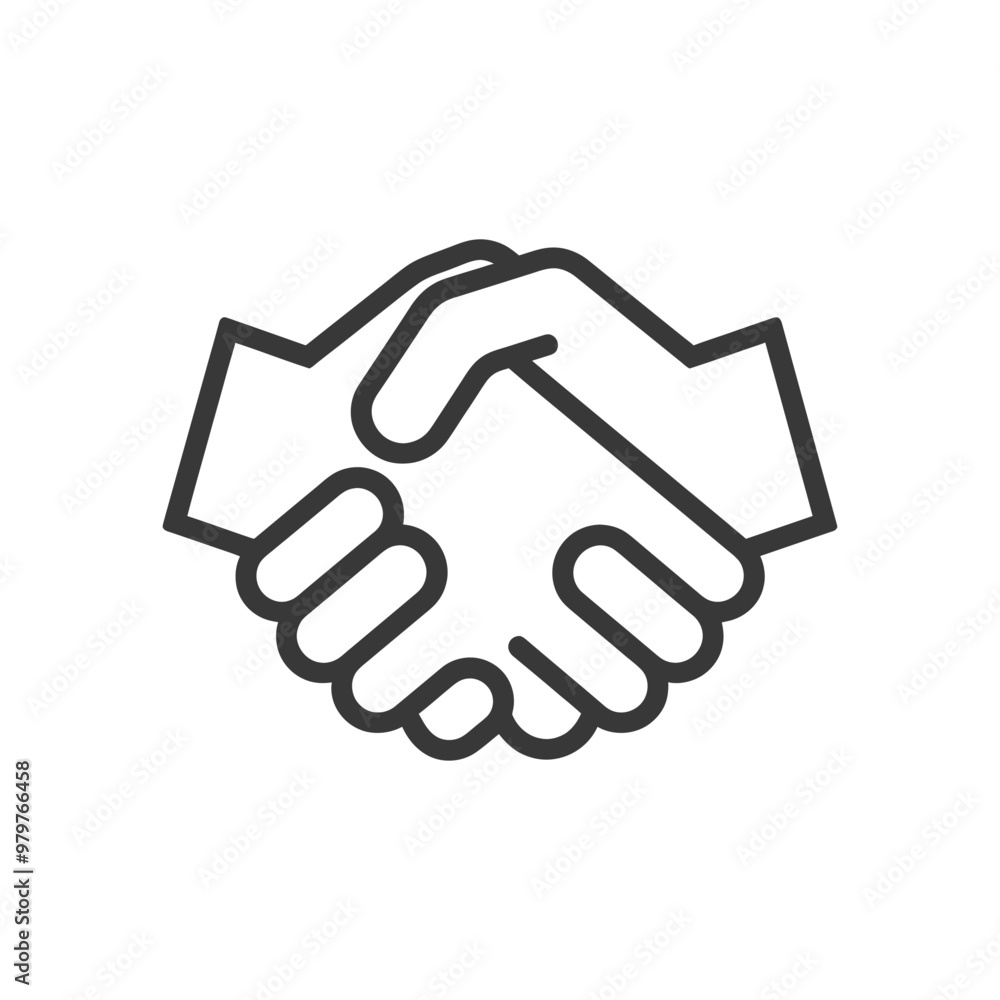 Line art illustration of two hands shaking symbolizing agreement partnership or cooperation Line art illustration of two hands shaking symbolizing agreement partnership or cooperation