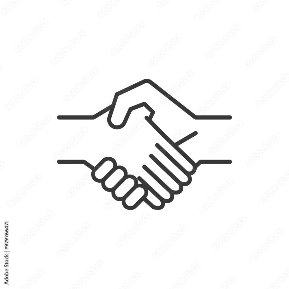 Line art illustration of two hands shaking in agreement Line art illustration of two hands shaking in agreement