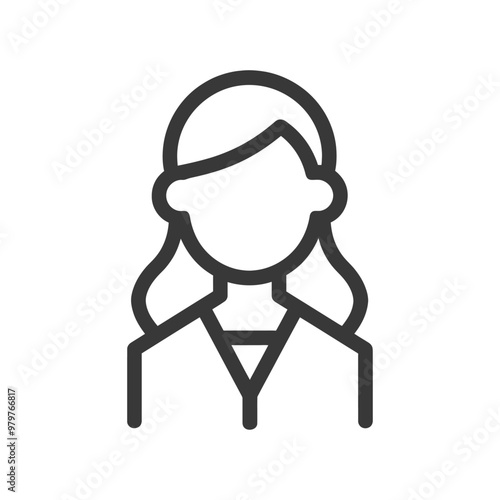 Line drawing icon of a female with long hair