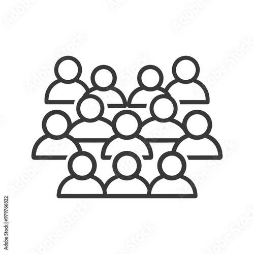 Line drawing icon of a group of 10 people