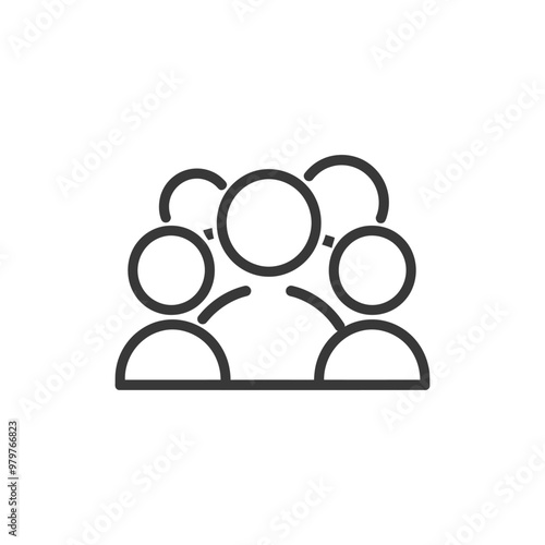 Line drawing icon of three people connected together