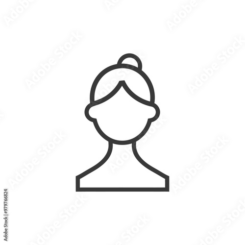 Line drawing icon of a woman with her hair tied up