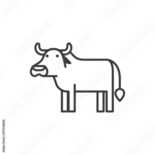 Line drawing illustration of a black bull