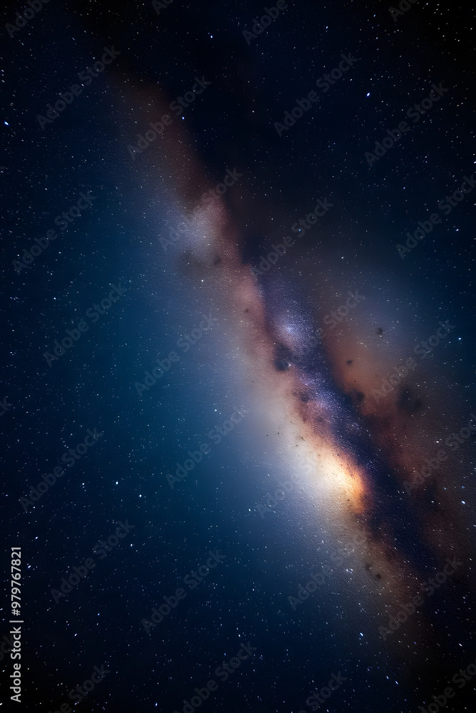 Fototapeta premium A stunning panoramic view of the Milky Way galaxy, showcasing a bright band of stars and cosmic dust stretching across the night sky.
