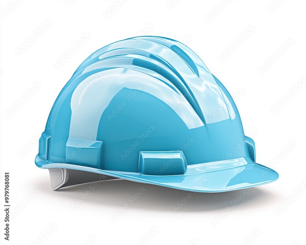 A blue hard hat with a white stripe A blue hard hat with a white stripe