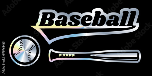 Baseball holographic stickers. Hologram sport ball of different shapes. Sticker shapes for design mockups.