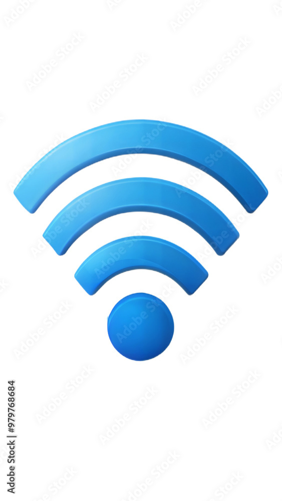 Blue wireless internet symbol representing WiFi connectivity and networking. Blue wireless internet symbol representing WiFi connectivity and networking.