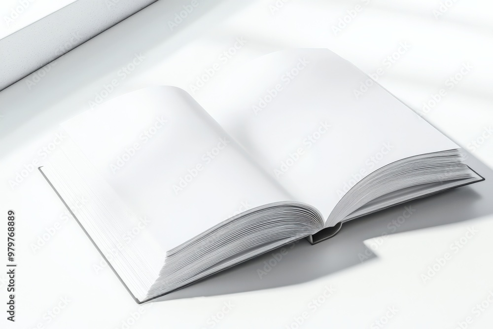 Magazine Mock-Up: Blank Opened 3D Illustration of White Booklet Template Magazine Mock-Up: Blank Opened 3D Illustration of White Booklet Template