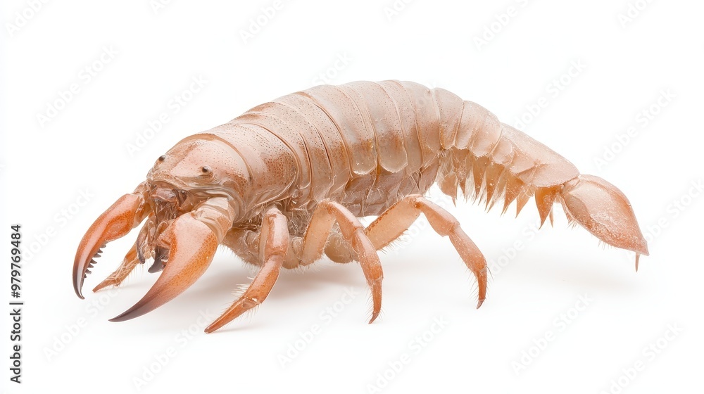 A large crab is walking on a white background A large crab is walking on a white background