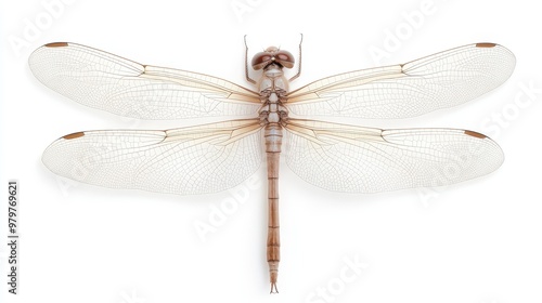 A dragonfly with its wings spread out