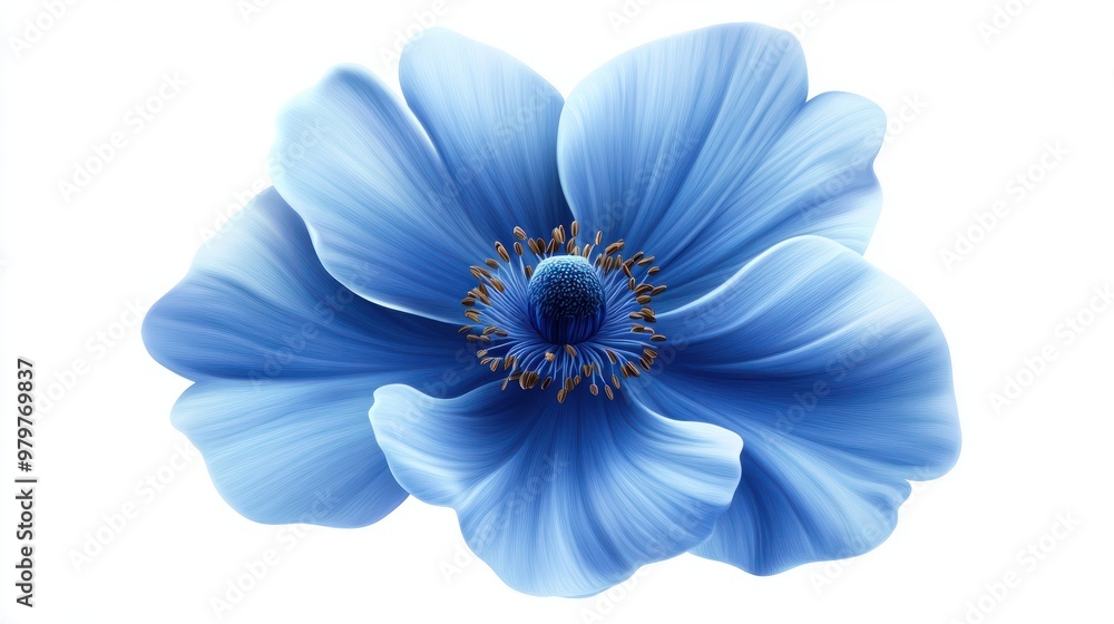 Fototapeta premium Blue flower isolated on white background, png with transparency. transparent background