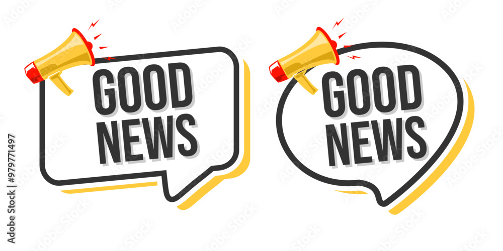 Good news symbol with megaphone banner. Loudspeaker with speech bubble. Marketing and advertising tag Vector Good news symbol with megaphone banner. Loudspeaker with speech bubble. Marketing and advertising tag Vector