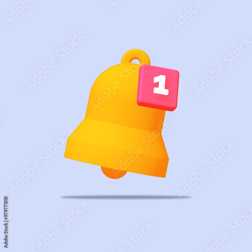 3D notification bell with number info