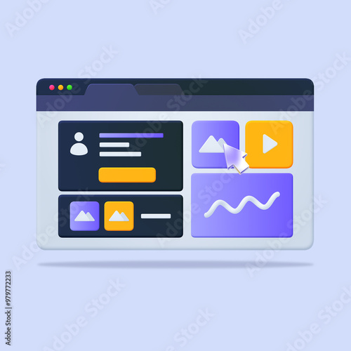 3D UI website with cursor