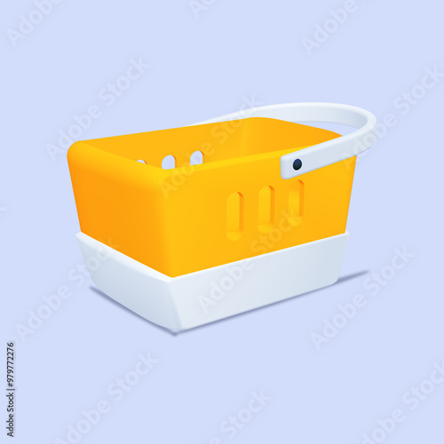 3D yellow market basket