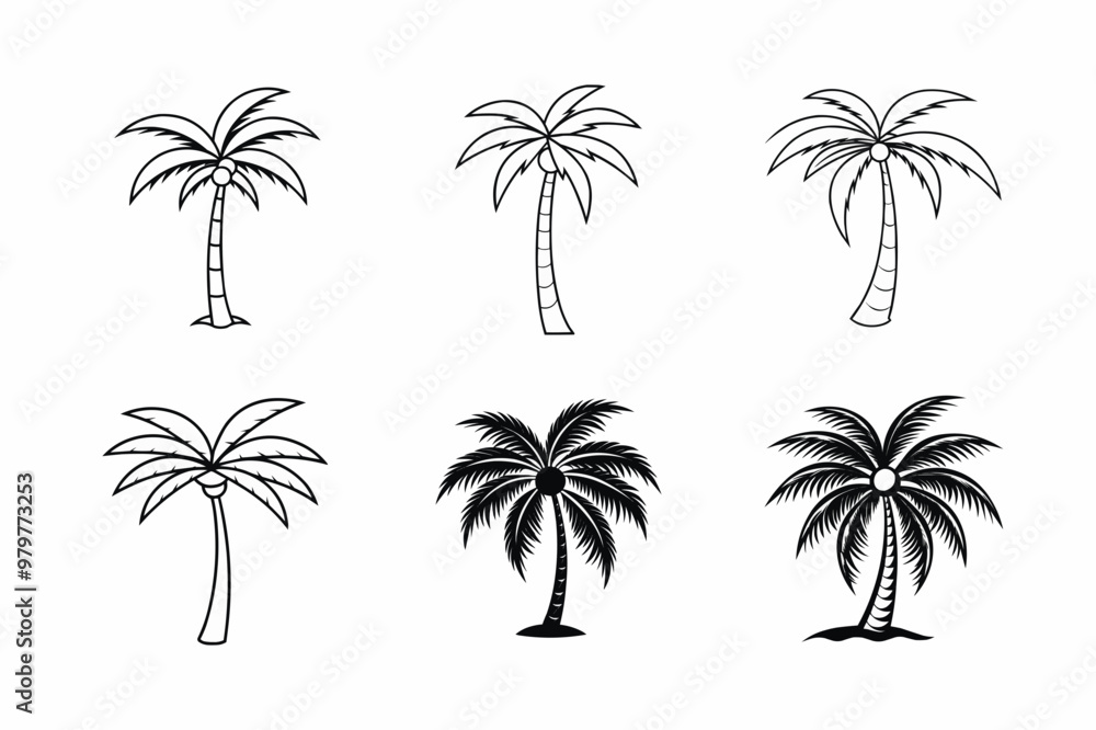 set of palm trees set of palm trees
