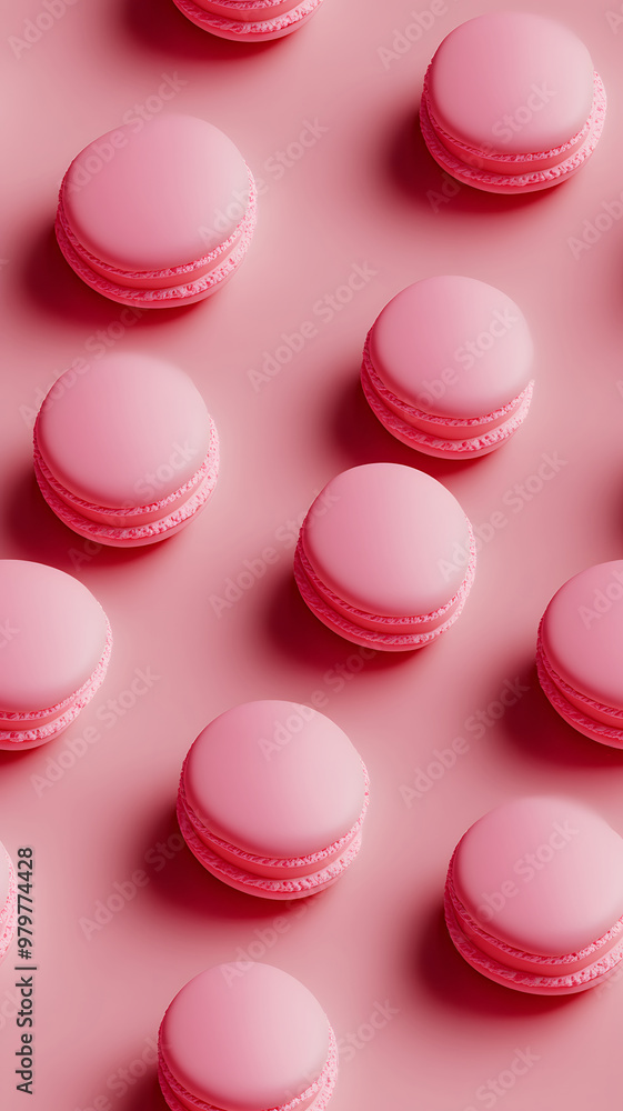 Fototapeta premium Seamless pattern, pink macarons pattern, isolated background, texture. 