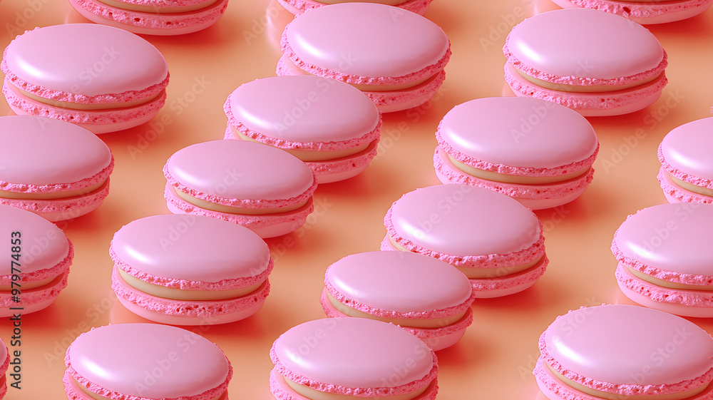Fototapeta premium Seamless pattern, pink macarons pattern, isolated background, texture. 