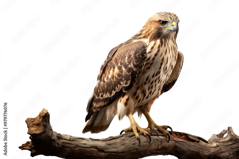 Red-tailed hawk perched on a high tree branch, scanning the ground for movement below with sharp, piercing eyes ,Isolated on transparent background.,Isolated on transparent background Red-tailed hawk perched on a high tree branch, scanning the ground for movement below with sharp, piercing eyes ,Isolated on transparent background.,Isolated on transparent background
